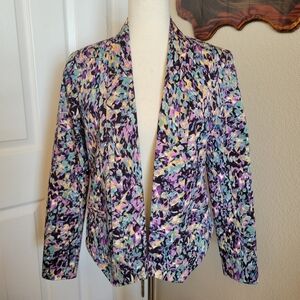 Mossimo Watercolor Design Lined Open Front Women's Blazer Size M